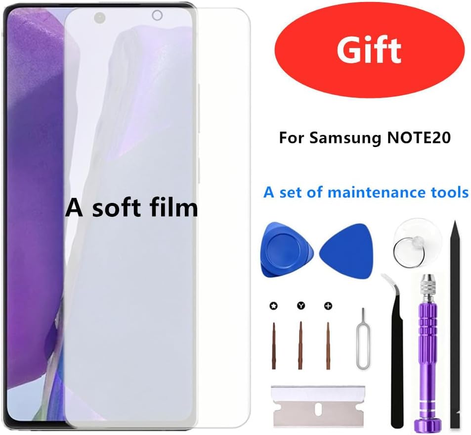 OLED for Samsung Galaxy NOTE20 5G LCD Screen Replacement Galaxy NOTE20 SM-N981U SM-N981B Display Screen Touch Digitizer Assembly Supports Fingerprint (with Black Frame+Soft Film+Tools)