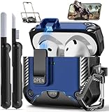Polislime for AirPods 4 Generation Case with Phone Stand,Full Drop Protection Automatic Snap Switch Design with Cleaner Kit for Airpods 4th with Active Noise Cancellation Charging(2024)
