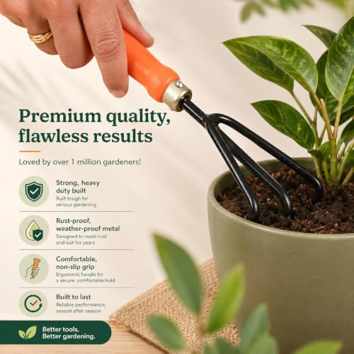 Image of Gardening Hand Cultivator Fork | Heavy Duty Iron 3-Prong Claw with Ergonomic Handle | Durable Tool for Soil Loosening, Weeding, Aerating, Planting & Garden Maintenance(GTK)
