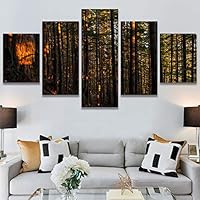 SIGNWIN 5 Panel Canvas Wall Art Rustic Woods for Home Decorations Ready to Hang - 60