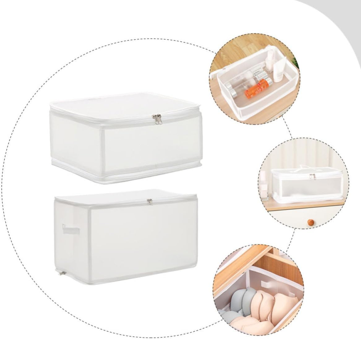 Homoyoyo 2pcs Stackable Plastic Storage Baskets for Shelves with Comfortable Handles, 13l and 6.7l Capacity Clothes Organizer Boxes for Home and University Dormitory