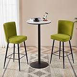 Cozy Castle Rustic Linen Counter Stool Set of 2, 26-Inch Bar Stools with Metal Frame, Striped Tufted