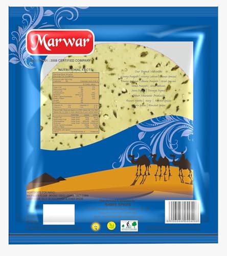 Image of Marwar Urad Sindhi Jeera Papad Combo Pack Of 4 (400gm Each) | Handmade Rajasthani Pappadam Low Spicy Cumin | Zipper Pouch Appadam | Size: 7Inch | Perfect Snack or Meal Side