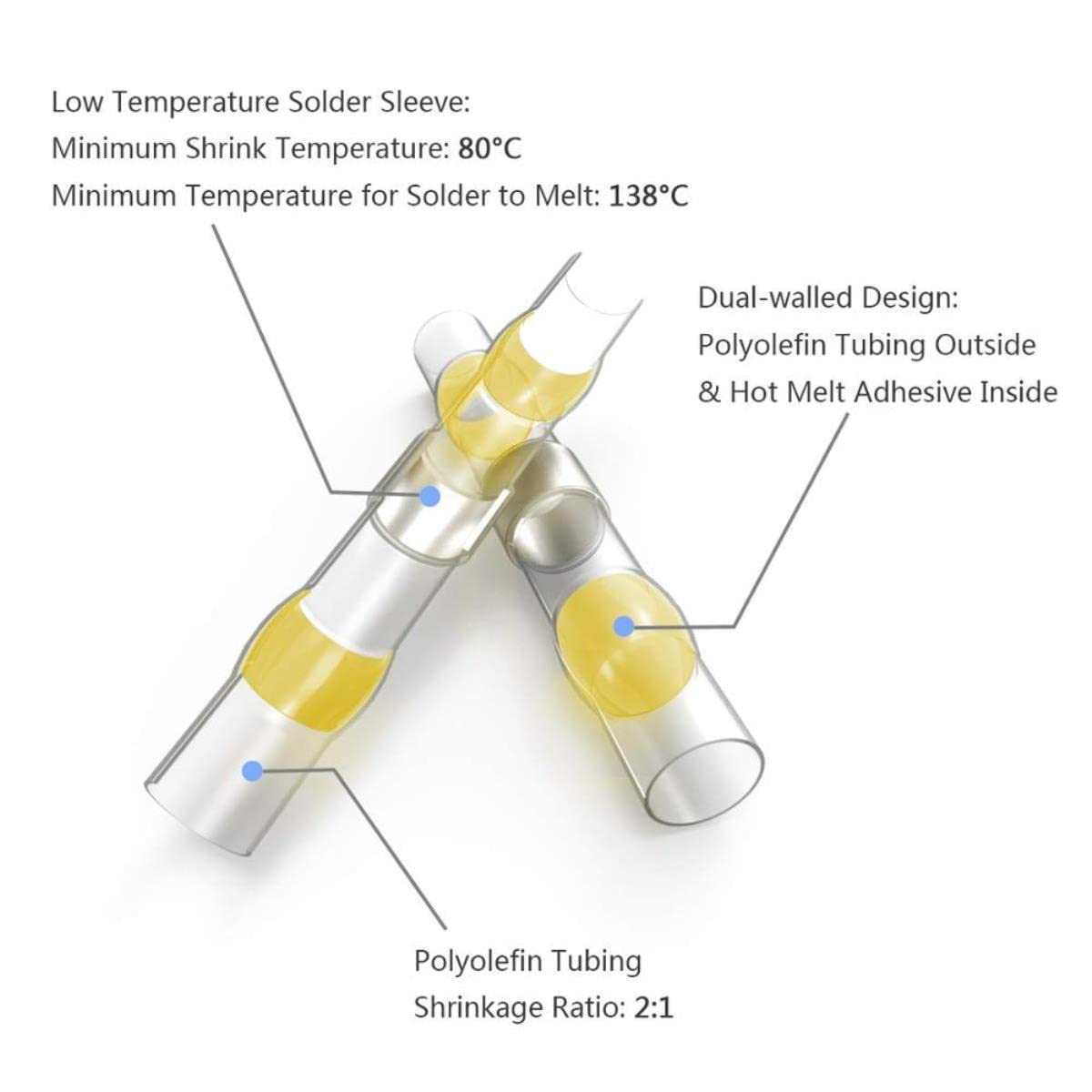 300/200/100 Stück gemischte Schrumpfschläuche verbinden Klemmen wasserdichte Lötmuffe Rohr elektrischer Draht isolierte Stoßverbinder Kit-China, 300 Stück mit Karton