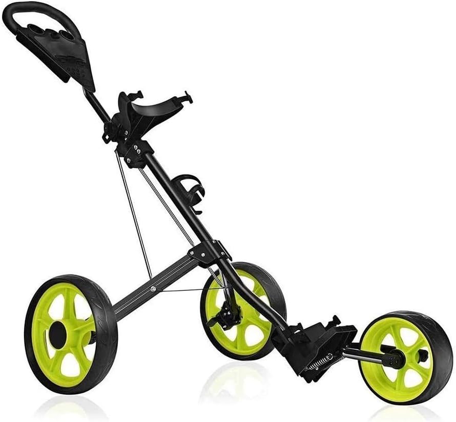 Multi-Purpose Golf Push Cart Golf Trolley Golf Push Cart Golf Cart for Golf Bag Golf Push Carts 3 Wheel Folding for Men Women Golf Cart Accessories and Necessitie Easy to Open