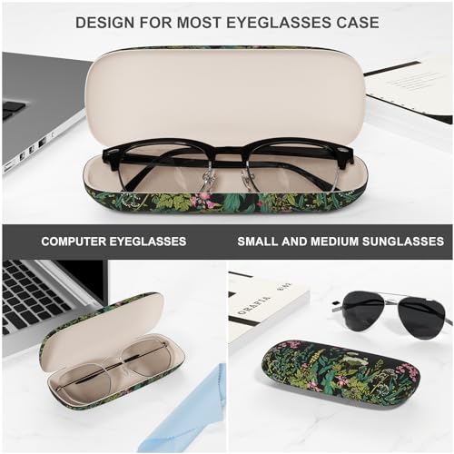 Image of Eyeglasses Case, Portable Hard Shell Protective Case for Glasses, Eyeglass Holder Box for Women with Cleaning Cloth