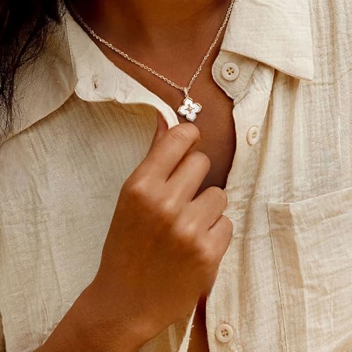 MYEARS Women Gold Necklace Clover Pendant Gemstone Cubic Zirconia 14K Simple Dainty Chain Everyday Trendy Lucky Flower Jewelry2
