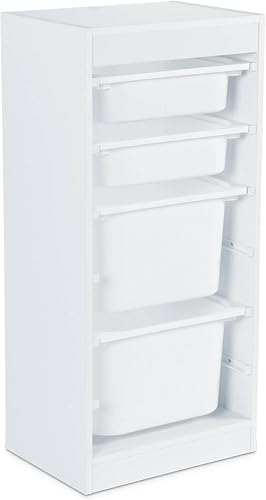Meuble de rangement blanc enfant 4 bacs de rangement 