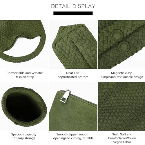 Image of Queenoris Fashion Hobo Bags for Women Top-handle Shoulder Bag Vegan Leather Purses Soft Summer Tote Bag | WOVEN