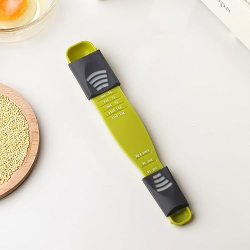 MIXNEX Adjustable Measuring Spoon with Grams and ML Scale – Kitchen Measuring Tool for Salt, Sugar, Milk Powder, Spices – BPA-Free, Multi-Level Slide Design, Easy to Use & Clean
