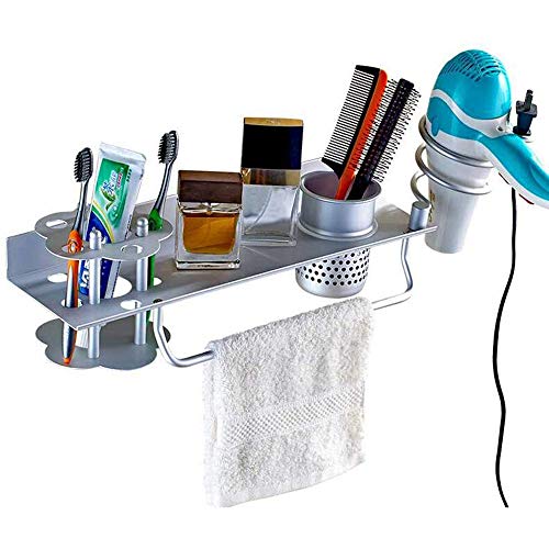 PowMax Hair Dryer Wall Mount Bathroom Organizer Storage Handing Rack Toothbrush Holder Hairdryer