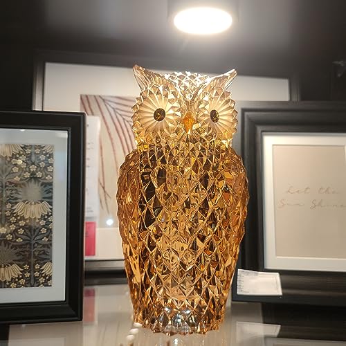 Darmomoon Acrylic Owl Figurine Animal Collectible Statue Animal Scuplture Figurines Collection Table Decor Table Light Home Decor Amber 9.7'' High #TOP5