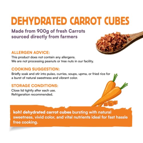 Image of KOH Carrot Powder | Natural Dried Carrots | Vitamin A Rich | Perfect for Smoothies, Soups, Curries & Baking | Vegan & Gluten-Free Superfood | No Additives or Preservatives - 3.5274oz(100g)