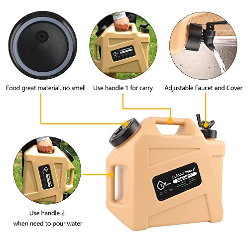 Image of 3.2 Gallon /5 Gallon Water Containers with Spigot, BPA Free Water Jug, Military Green Water Tank, Multifunction Water Storage Containers for Camping Outdoor Hiking,Emergency Stroage