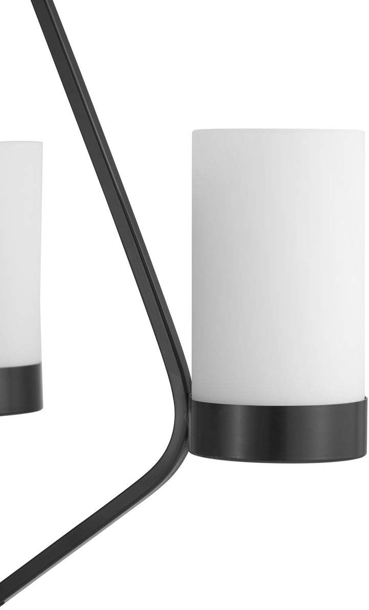 Progress Lighting Elevate Collection 3-Light Etched White Glass Mid-Century Modern Chandelier Light Matte Black