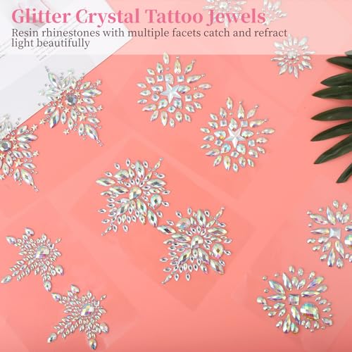 8 Pairs Rhinestone Breast Covers, Resin Rhinestone Pasties, Glitter Crystal Tattoo Jewels, Adhesive Breast Gem, Temporary Chest Sticker, Body Jewelry Sticker, Decoration Pasties for Parties4