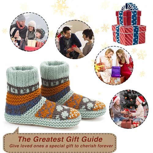 Image of cosyone1997 Slipper Socks for Women Warm Fuzzy Non Slip Soft Sole | Sherpa lining, padded sole, stretchy cuff and gripper dots for bedroom or lounging; gift-ready box, machine washable