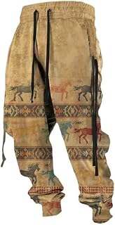 MARSVOVO Native American Pants Men's Aztec Graphic Drawstring Waist with Pocket Cool Joggers Plus Size Pant Sweatpants