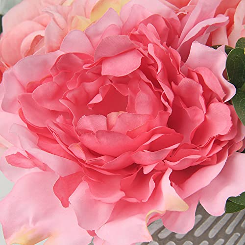 Large Artificial Potted Flower Shabby Shic Decoration Artificial Flowers Roses Hydrangeas Arrangements With Vase For Home Decor Artificial Flowers In Vase Farmhouse Decor Pink Faux Flowers In Vase #TOP4