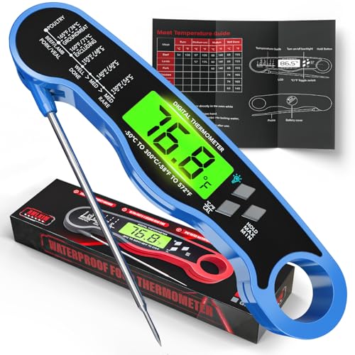 Instant Read Meat Thermometer Digital - Waterproof Food Thermomet...