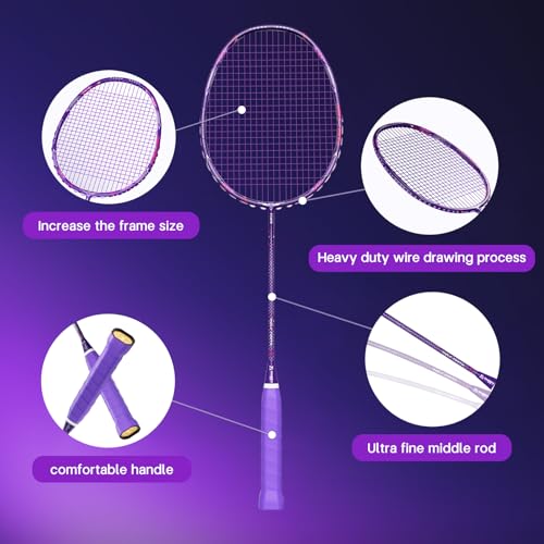 Image of Badminton Racket,Badminton Rackets,Both Offensive and Defensive,Lightweight 75g All Carbon Fiber One-Piece Molded Professional Durable Single Racket,Including 1 Ball Bag
