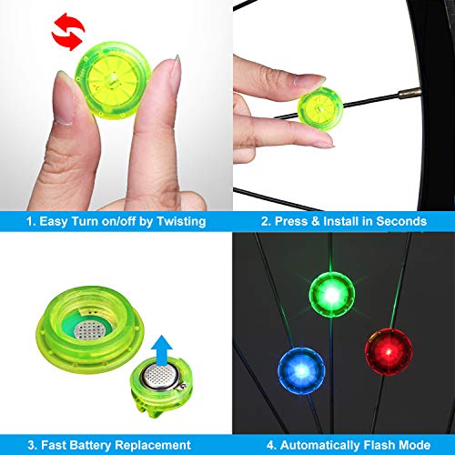 Mapleseeker Bike Wheel Lights Bike Spoke Lights With Batteries Included, Waterproof Bicycle Wheel Lights For Safe Cycling, Easy To Install Cool Bike Lights For Wheels #TOP3