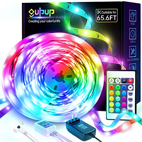LED Strip Lights 65.6ft, GUPUP LED Lights for Bedroom RGB Color Changing Strip Lights SMD 5050 12V LED Lights Strip with Remote for Room,Party, Kitchen, Home Decoration, 2x32.8ft