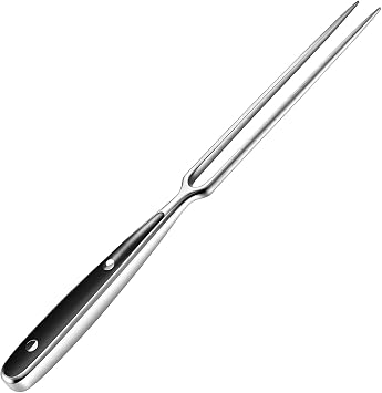 Heavy-Duty Stainless Steel Carving Fork, Meat Fork with Steel Handle & Black ABS Accents 11.8" 30 cm for Turkey, Roast & BBQ
