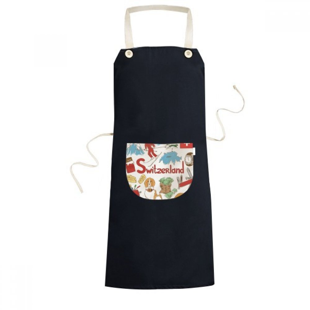 Tabliers de cuisine Danemark noir 70x67cm avec motif paysage illustration