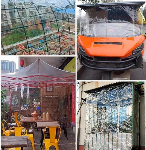 3 'x 5' Clear Vinyl Tarp, Heavy Duty PVC Waterproof,with Grommets and Cable Tie,Thick and Tear-Resistant, Camping, Patio, Rain or Sun Shelter, Cars, Tarpaulin Home Garden Outdoor Use by HAJDCUTC - Image 6