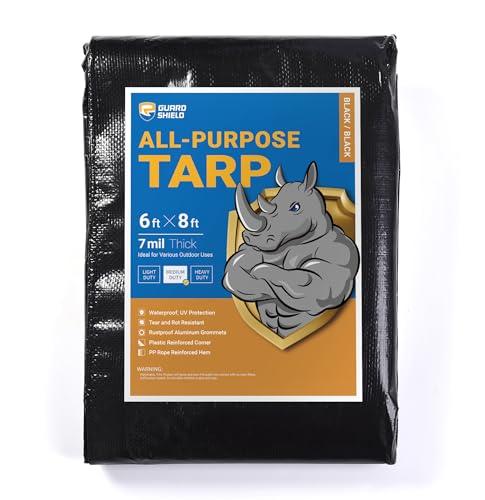 GUARD-SHIELD-Black-Tarp-Waterproof-6x8-Feet-All-Purpose-7mil-Tarps GUARD SHIELD Black Tarp Waterproof 6x8 Feet All Purpose 7mil Tarps - Image 1