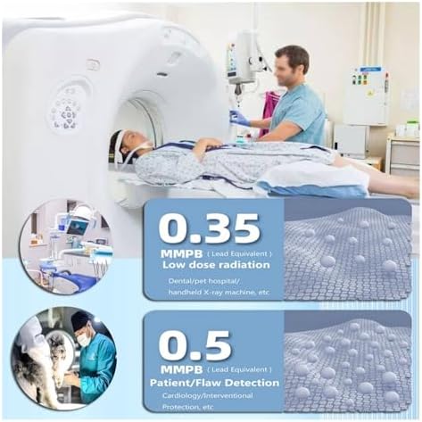 Lightweight Lead Blanket for X-Ray Protection, 0.5mm Pb Soft Shield with Hook & Loop Fastener, 60X140CM Medical Safety Cover for Imaging and Radiology Use