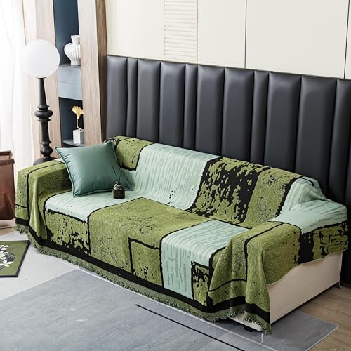 youlanhome Green Couch Cover for 2-Cushion Couches - Washable, Pet & Kid Resistant,Modern Anti-Slip Furniture Protector (71''x118'')