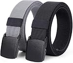 Mens Elastic Stretch Belt Military Tactical Web Belts 2 Pack Nylon Belt for Work