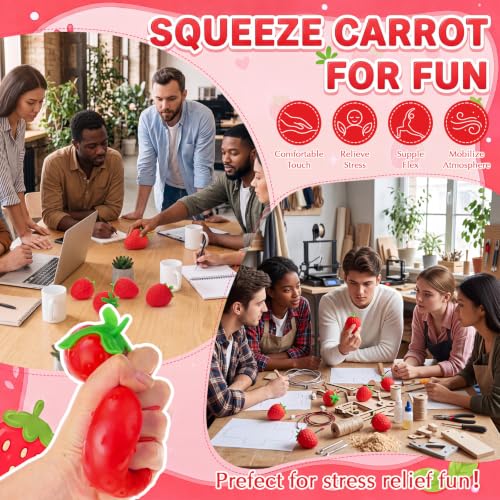 Charnoel 12 Pcs Strawberry Stress Balls Bulk Gifts Peel Strawberry Stress Relief Play Things Simulation Fruit Squeeze Sensory Playthings Soft Scented Decompression Novelty Birthday Party Favors - Image 6