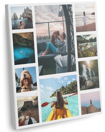Panorama Lienzo Collage Personalizado con Fotos 15x15 cm - 10 Fotos - De 3 a 10 Fotografías - 20 Tamaños - Regalo Cuadro - Patrón 2