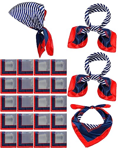 Bonuci Square Sailor Scarf Silk Satin Flight Attendant Scarf for Women