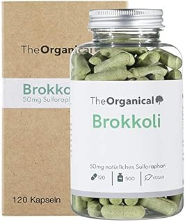 Einführungspreis: TheOrganical® Brokkoli Kapseln | 50mg Sulforaphan pro Kapsel (10%) | 120 Kapseln mit 500mg natürlichem Brokkoli Extrakt | Made in Hamburg