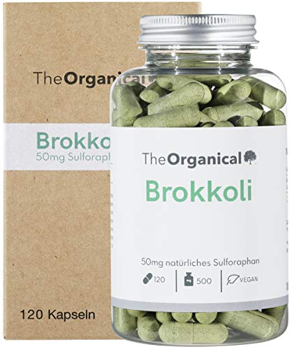TheOrganical Brokkoli Kapseln | 50mg Sulforaphan pro Kapsel (10%) | 120 Kapseln mit 500mg natürlichem Brokkoli Extrakt | Made in Hamburg Cover