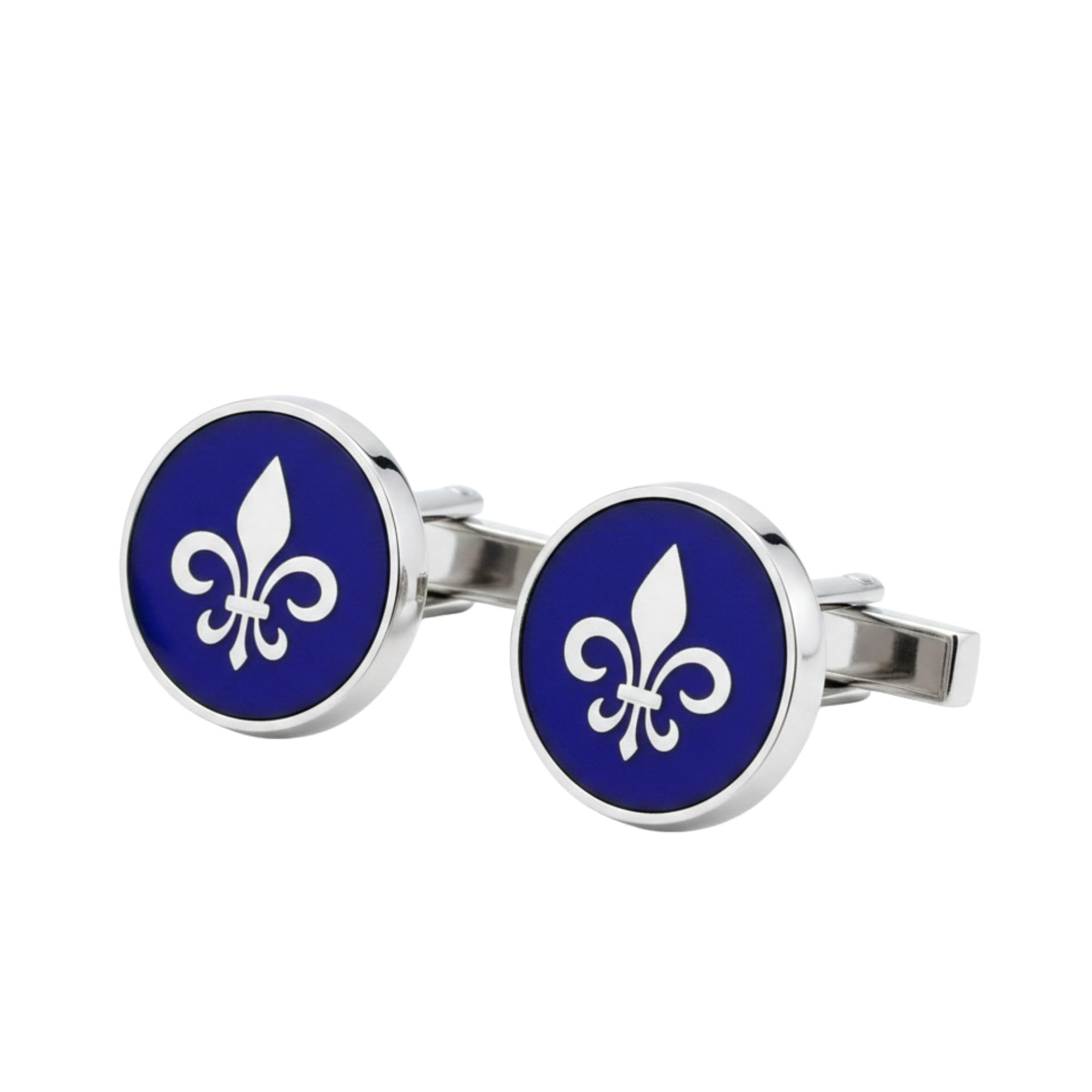 moskai Enamel Cufflinks for Men | Navy Blue Enamel Cufflinks | Classic Round Designer Shirt Cuff Links for Formal Wear, Wedding, Office & Gift for Men-picture-51