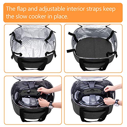 Luxja Insulated Slow Cooker Bag (With A Bottom Pad And Lid Fasten Straps), Slow Cooker Carrier Fits For Most 6-8 Quart Oval Slow Cooker, Black #TOP3