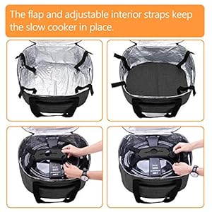 LUXJA Insulated Slow Cooker Bag (with a Bottom Pad and Lid Fasten Straps), Slow Cooker Carrier Fits for Most 6-8 Quart Oval Slow Cooker, Black LUXJA Insulated Slow Cooker Bag with a Bottom Pad and Lid Fasten Straps Slow Cooker Carrier Fits for Most 6 8 Quart Oval Slow Cooker Black