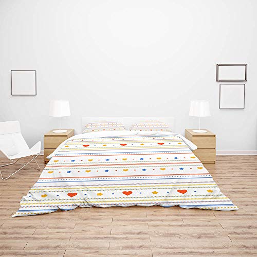 Funda de edredón Doublé de 3 piezas en poliéster suave Pattern2 para cama doble 4
