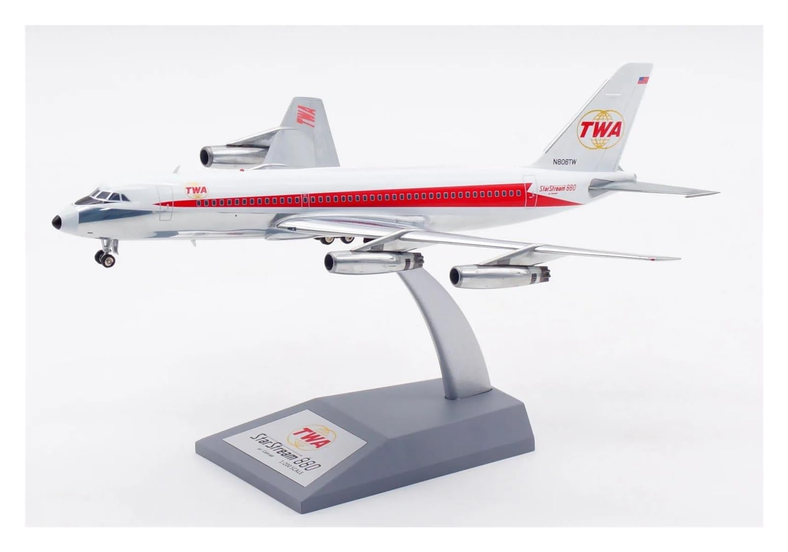 Modelo de avión Convair CV-880 N806TW TWA Airlines escala 1:200 réplica diecast metal