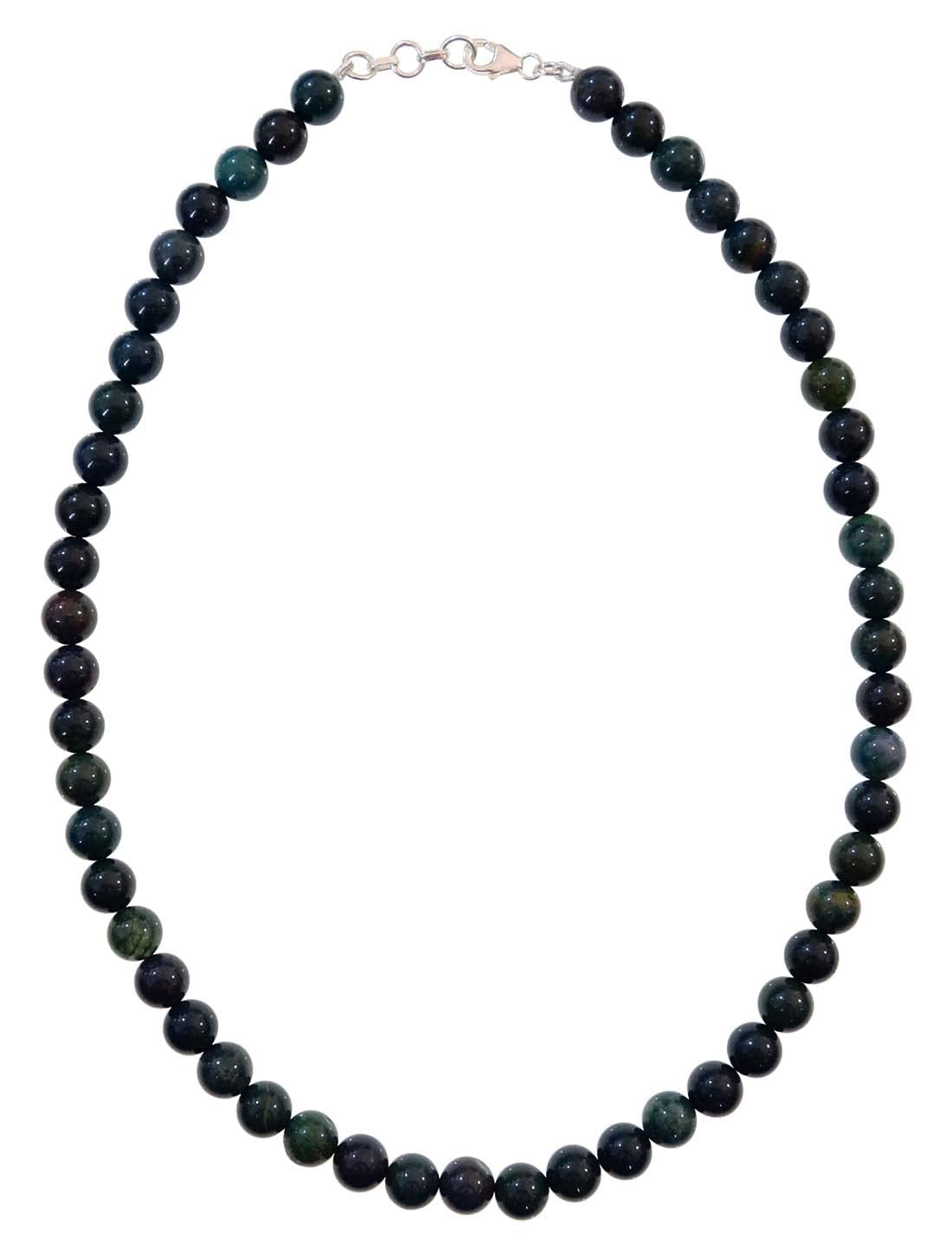 Collana Artigianale In Argento 925 Con Perline Di Granato Naturale 5mm, Lunghezza Regolabile 43-46 Cm, Gioiello Unisex Con Moschettone, Fatto A Mano
