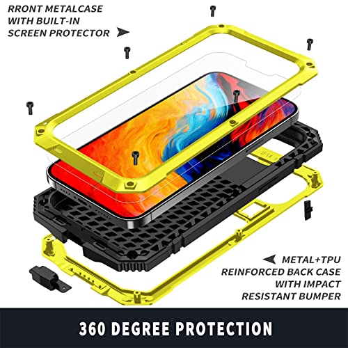 Coque en métal iPhone 14 6,1" jaune antichoc intégrale 360 - 4
