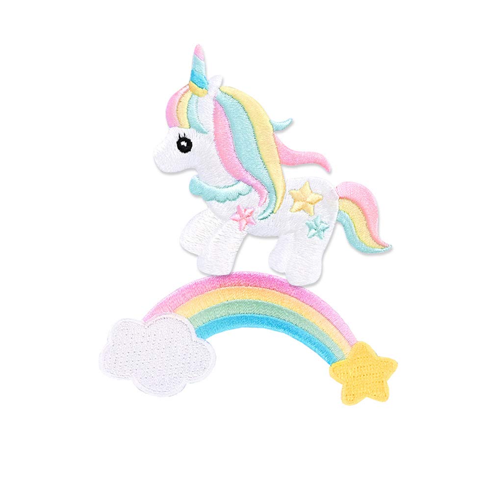 Amazon.co.jp: XUNHUI ワッペンレーンボー虹ユニコーン一角獣可愛い  