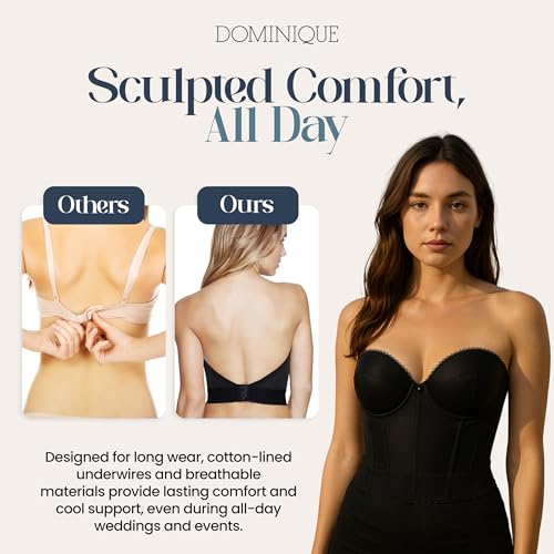 Image of Dominique Noemi Women's Backless Strapless Longline Bustier Bridal Bra #6377 - Full Support, Shaping Bra - Lingerie for women