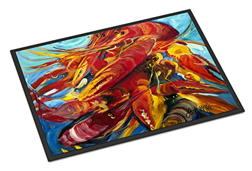 Caroline's Treasures JMK1117JMAT Crawfish Doormat 24x36 Front Door Mat Indoor Outdoor Rugs for Entryway, Non Slip Washable Low Pile, 24H X 36W