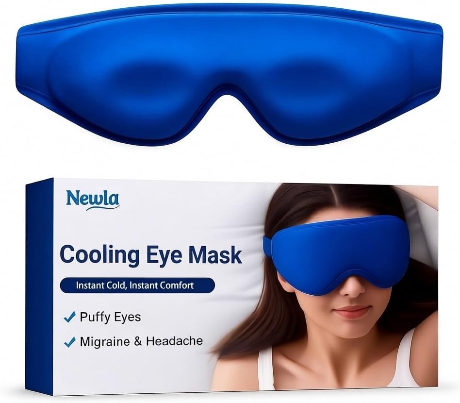 Upgraded Cooling Gel Eye Mask for Puffy Eyes: Larger Full-Eye Cover Design, Ice Cooling Relief, Reusable Cold Compress for Dark Circles, Eye Bags, Fatigue & Migraine (Blue)